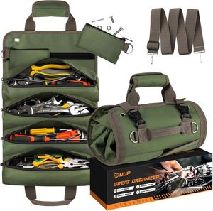 Échantillon gratuit : Sac de rangement enroulable pour outils en toile cirée, avec fermeture éclair, à suspendre, pour montage mural, type sac seau - Product Image 5