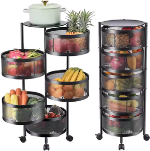 Nhà sàn đứng nhiều lớp lưu trữ giá lưu trữ xoay tròn trái cây và rau nhà bếp kim loại lưu trữ giá - Product Image 1