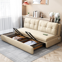 Canapé-lit moderne de haute qualité, pliable et escamotable, avec rangement, canapé-lit multifonctionnel en tissu, éponge dense, style nordique