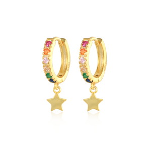 Boucles d'oreilles pendantes ROXI Fashion en argent sterling 925 avec étoile en diamant coloré pour femmes - Product Image 1