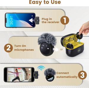 Micrófono Inalámbrico 2 en 1 con Cancelación <span class=keywords><strong>de</strong></span> Ruido para Teléfono Móvil, con Estuche <span class=keywords><strong>de</strong></span> Carga, Clip y Botón - Product Image 4