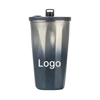 Gobelet isotherme en acier inoxydable à double paroi avec couvercle à paille escamotable, anti-fuite, bouteille d'eau portable de voyage OEM