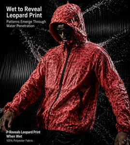 Wet Reveal Leopard Print Jacket Hooded Windbreaker Hydrochromic Color <strong>Change</strong> When Wet Polyester Fashion Streetwear Outwear Coat - Product Image 1