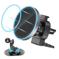 Support magnétique pour smartphone 3 en 1 haute efficacité 15W avec hauteur réglable flexible, support de téléphone portable portable pour voiture