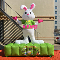Mascotte gonflable de lapin de dessin animé pour la décoration du festival de Pâques 2026, ballon gonflable de lapins gris