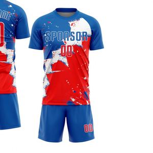 ชุดเสื้อฟุตบอลลายกราฟิกสตาร์แขนสั้นระบายอากาศได้ดีแห้งเร็วชุดฝึกซ้อมเสื้อและกางเกงขาสั้นสำหรับผู้ชายและเยาวชน - Product Image 2