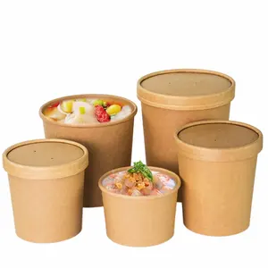 Tazón Redondo de Papel para Almuerzo con Impresión Personalizada, Desechable, 24oz, para Sopa y Ensalada con Tapa, para Fiestas, Kraft, <span class=keywords><strong>BIOPACK</strong></span> BOWL-001 - Product Image 1