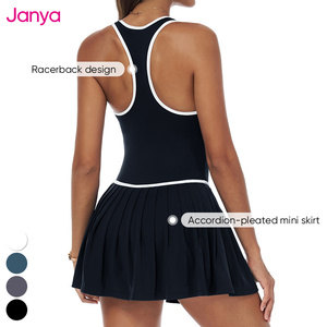 Janya donna blocco colore Racerback <span class=keywords><strong>Mini</strong></span> palestra Fitness sportivo abito da Golf Tennis plissettato senza maniche con Shorts con tasche - Product Image 3