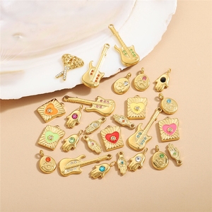 SH21 Bijoux DIY en Acier Inoxydable Anti-ternissement avec Zircon, Breloques Vintage Œil Porte-Bonheur, Main, <span class=keywords><strong>Guitare</strong></span>, Cœur, pour l'Été et la Plage - Product Image 2