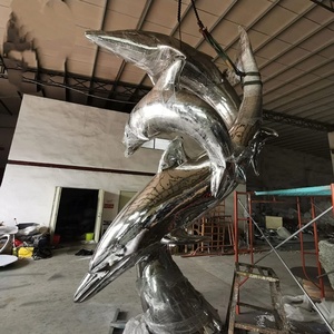 Escultura de Estatua Personalizada de Delfín Hueco Abstracto Moderno en Acero Inoxidable 304 316 para Espacios Públicos Grandes al Aire Libre en Venta - Product Image 2