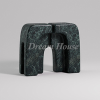Table console artistique en marbre Dream Home, plateau rectangulaire arrondi, base en U, meuble d'appoint de luxe pour couloir, design de créateur