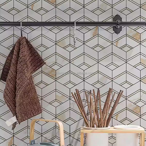 Mẫu gạch <span class=keywords><strong>mosaic</strong></span> đá cẩm thạch hình học thiết kế mới nhất, không đều, dùng cho chậu rửa hoặc tường tủ bếp - Product Image 2