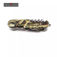 15-in-1 Multifunktions-Taschenmesser mit Camouflage-Herbstblatt-Griff aus Edelstahl, inklusive Schere, Säge, Korkenzieher, Schraubendreher, EDC für Camping