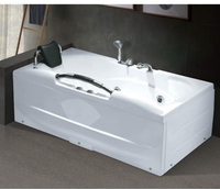 Baignoire en acrylique blanc avec jets d'hydromassage, drain et robinet inclus, pour usage intérieur ou hôtelier