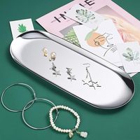Ovale serveerschaal van roestvrij staal, spiegelpolijst metaalplaat voor snacks, fruit, sieraden, cosmetica, bureau-organizer, voedselopslag