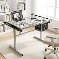 Mesa de Dibujo para Ilustradores con Cajones, Escritorio de Diseño para Oficina en Casa, Estación de Dibujo Híbrida para Arte Digital con Bandeja Lateral