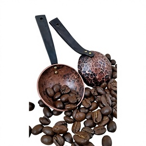 Ensemble de cuillères à mesurer en cuivre avec manches noirs, cuillère à café en métal martelé à la main, outils de cuisine, cuillère à mesurer durable - Product Image 1