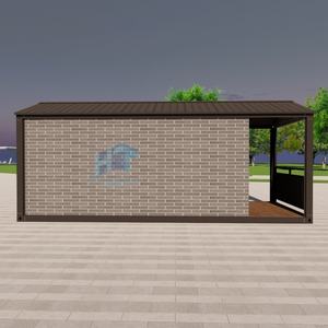 Cabaña de jardín modular, Oficina prefabricada y solución de almacenamiento con pared de ladrillo gris y marco de metal, casa contenedor de vida al aire libre - Product Image 4