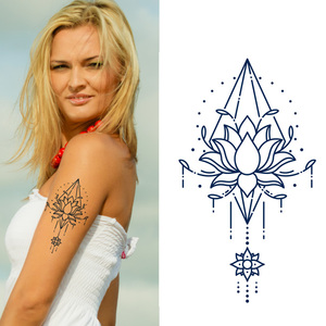 Dark Blue Semi Permanent Temporary <b>Tattoo</b> Sticker Herbal Ink Water Transfer <b>Paper</b> for Arm Body Art Long Lasting Party Use - Product Image 1