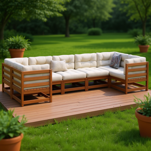 Conjunto de Sofás Modulares para Jardín en Madera de Pino Sólido Color Marrón Encerado, Muebles de Exterior de Alta Durabilidad para Uso en Jardín - Product Image 2