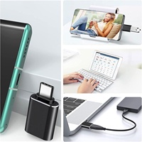 Adaptor OTG USB 3.0 Female ke Type-C Male untuk Laptop & Ponsel, Adaptor Daya dari Aluminium Alloy