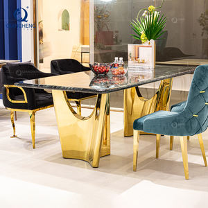 Juego de Comedor de Lujo de China Foshan para 6 y 8 Personas con Mesa Moderna de Mármol y Acero Inoxidable y Sillas de Alta Gama - Product Image 4