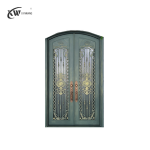 Puerta francesa de hierro forjado para entrada de casa con apertura lateral impermeable <span class=keywords><strong>elegante</strong></span> personalizada al por mayor - Product Image 1