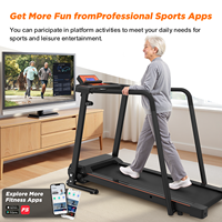Caminadora para Personas Mayores con Pasamanos Largos, Silenciosa, Plegable, con Plataforma Amortiguadora, Pantalla LED, Máquina de Fitness para el Hogar