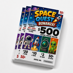 Full Color Print Popular Custom Die Cut One Windows Astronaut Theme Pull Tab Cards Security Printing Tear Off Card - Product Image 4