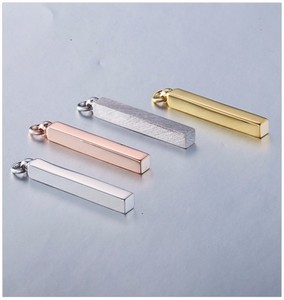 Collier pendentif barre vierge en argent sterling 925 rhodié |   Breloque barre verticale gravable |   Gravure au laser de bijoux personnalisés en cadeau - Product Image 4