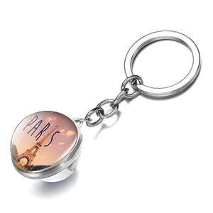 Romantique <span class=keywords><strong>Paris</strong></span> Tour Eiffel Art <span class=keywords><strong>Photo</strong></span> Double Face Boule De Verre Pendentif Voiture Mignon Sac Accessoires Porte-clés - Product Image 3