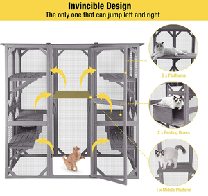 Деревянный домик для кошек TIANYI, большая уличная клетка, корпус для кошек Catio Kitty, манеж для кошек с платформой - Product Image 3