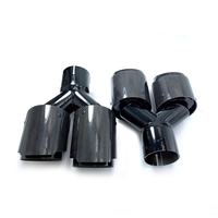 Embout d'échappement universel en fibre de carbone brillant pour voiture, double sortie en Y, en acier inoxydable noir, pour la décoration des silencieux