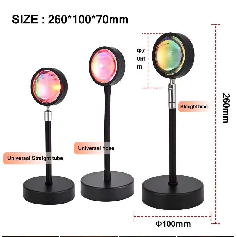 USB Contemporary LED Projector Night Light with Rainbow Sunset Red Projections-Desk Lamp for Bedroom Party Gift