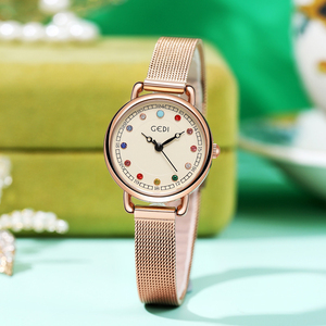 High End Colorful Diamond Dial Women's Niche Light Luxury High Aesthetic Waterproof Stainless Steel Quartz <b>Watch</b> - Product Image 1