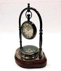 Nautical <b>Art</b> Antique Brass Table <b>Clock</b> Compass Style Maritime Ship Desk <b>Clock</b> for Home Office Decor - Product Image 4