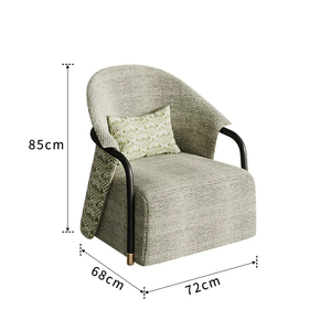 <span class=keywords><strong>Fauteuil</strong></span> en velours texturé de style chinois JP avec garniture en cuir doré pour hôtel, salon de thé, salon - Product Image 3