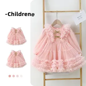 Summer children's cotton silk dresses suit baby thin three-quarter sleeves air-conditioning clothing wholesale