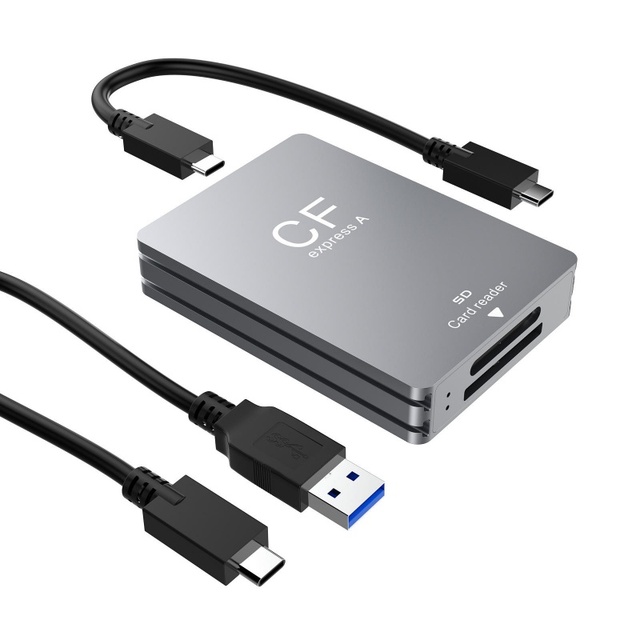 2 in 1 Aluminium CFexpress Type a Card Reader with USB 3.2 (Gen 2) 10Gbps SD Memory Card Reader for Windows/Mac/Linux/Android