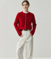 Cardigan en tricot torsadé moelleux pour femme, en cachemire, laine, coton et acrylique, style décontracté, boutonné, fabrication ODM de luxe