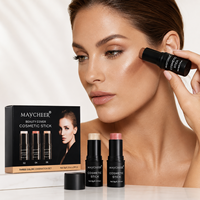 En stock – Kit de maquillage visage 3-en-1 multi-usages : blush, contour et highlighter – Prix de gros, approvisionnement en vrac, logo personnalisé