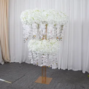 Khách Sạn Nhà Sự Kiện Tiệc Cưới Bàn Trang Trí Vàng Kim Loại Bướm Phong Lan Wisteria Flower Đứng Wedding Centerpieces