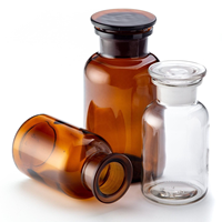 Vente en gros Bouteille chimique en verre ambré Bocaux d'apothicaire transparents Bouteille de réactif en verre avec couvercle en verre/liège