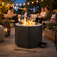 Chauffe-terrasse extérieur hexagonal moderne sans fumée à bois avec cendrier et pique à bois pour foyer extérieur