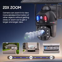 Caméra sans fil Wifi avec zoom 36X, boîtier métallique IP67, double objectif PTZ, panneau 10W, batterie 20000mAh, détection humaine PIR, caméra d'alarme