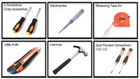 Ensemble d'outils 9 en 1, ensemble de 9 pièces avec marteau, boîte en PE rigide, ensemble d'outils de réparation automobile