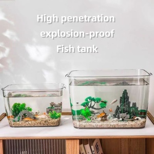 דגי שולחן עבודה טנק שקוף לחיות מחמד מיכל צב קטן מיכל גינון סלון משרד - Product Image 6