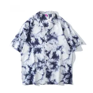 Thời Trang Dạo Phố Nhà Cung Cấp 100% Polyester Tie Dye Áo Sơ Mi Hip Hop In Ấn Áo Sơ Mi Unisex