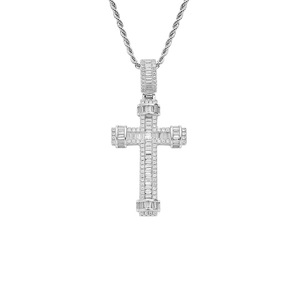 จี้รูปกางเขน, เครื่องประดับฮิปฮอป, ทองแดงประดับเพทายสไตล์วินเทจ, สร้อยคอรูปกางเขนแบบเป่าโถว - Product Image 5