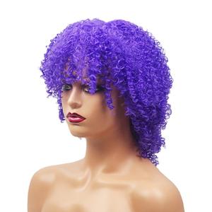 <span class=keywords><strong>Perruque</strong></span> d'<span class=keywords><strong>Halloween</strong></span> de petite vague afro pour enfants adultes bon marché avec conception d'éventail cheveux bouclés en fibre de haute température en matériau synthétique - Product Image 5